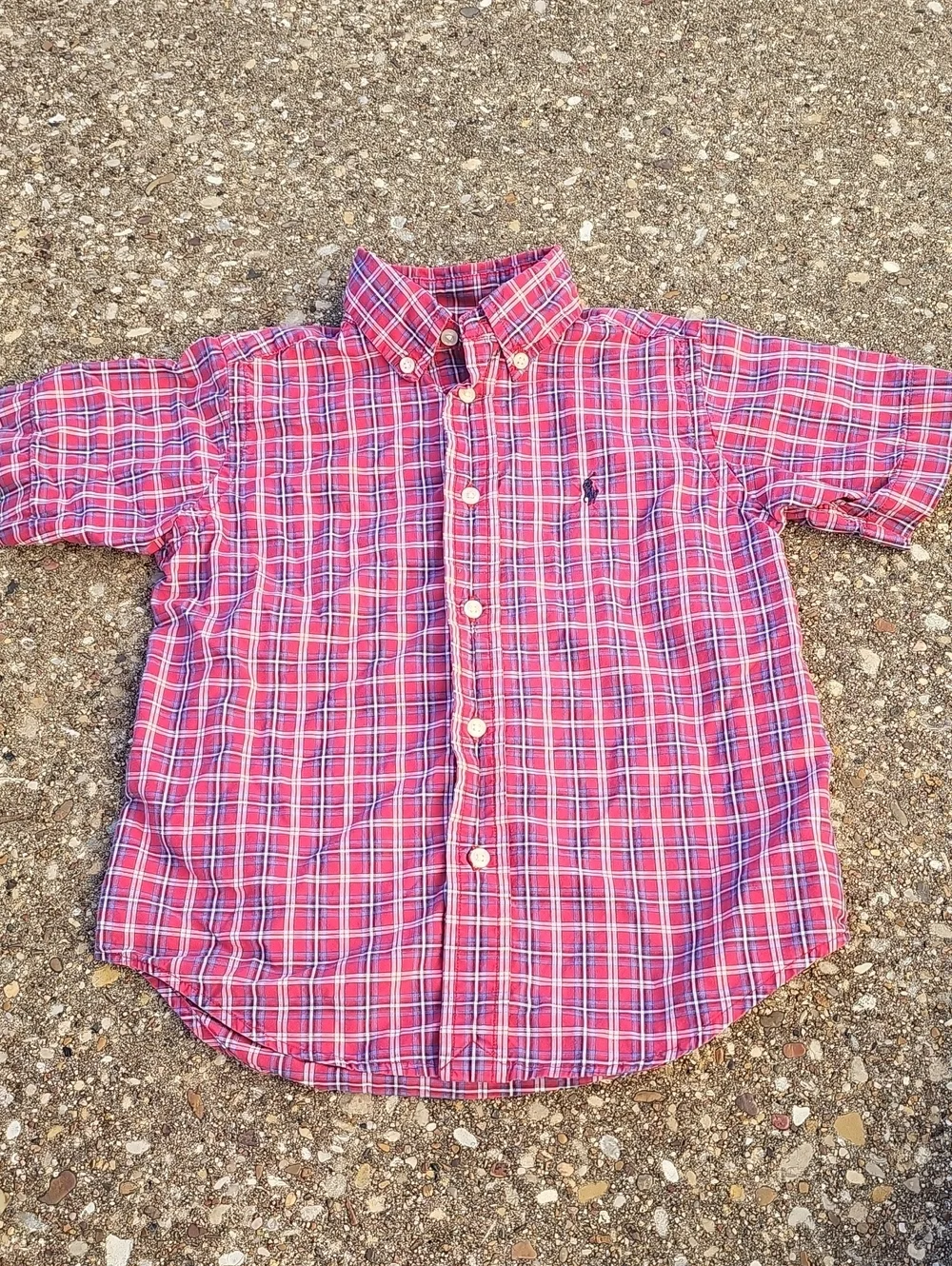 Ralph Lauren Red Blue Plaid Button Front Top 4 4T Toddler Boys Dress Shirt